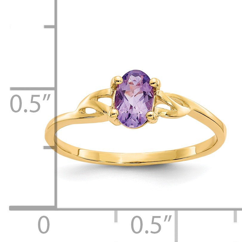 14k 6x4 Oval Amethyst Birthstone Ring