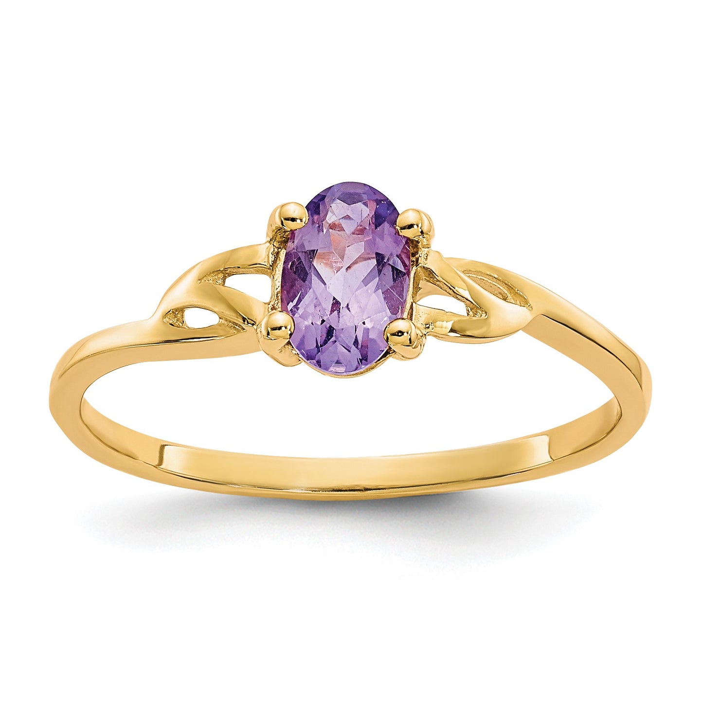 14k 6x4 Oval Amethyst Birthstone Ring