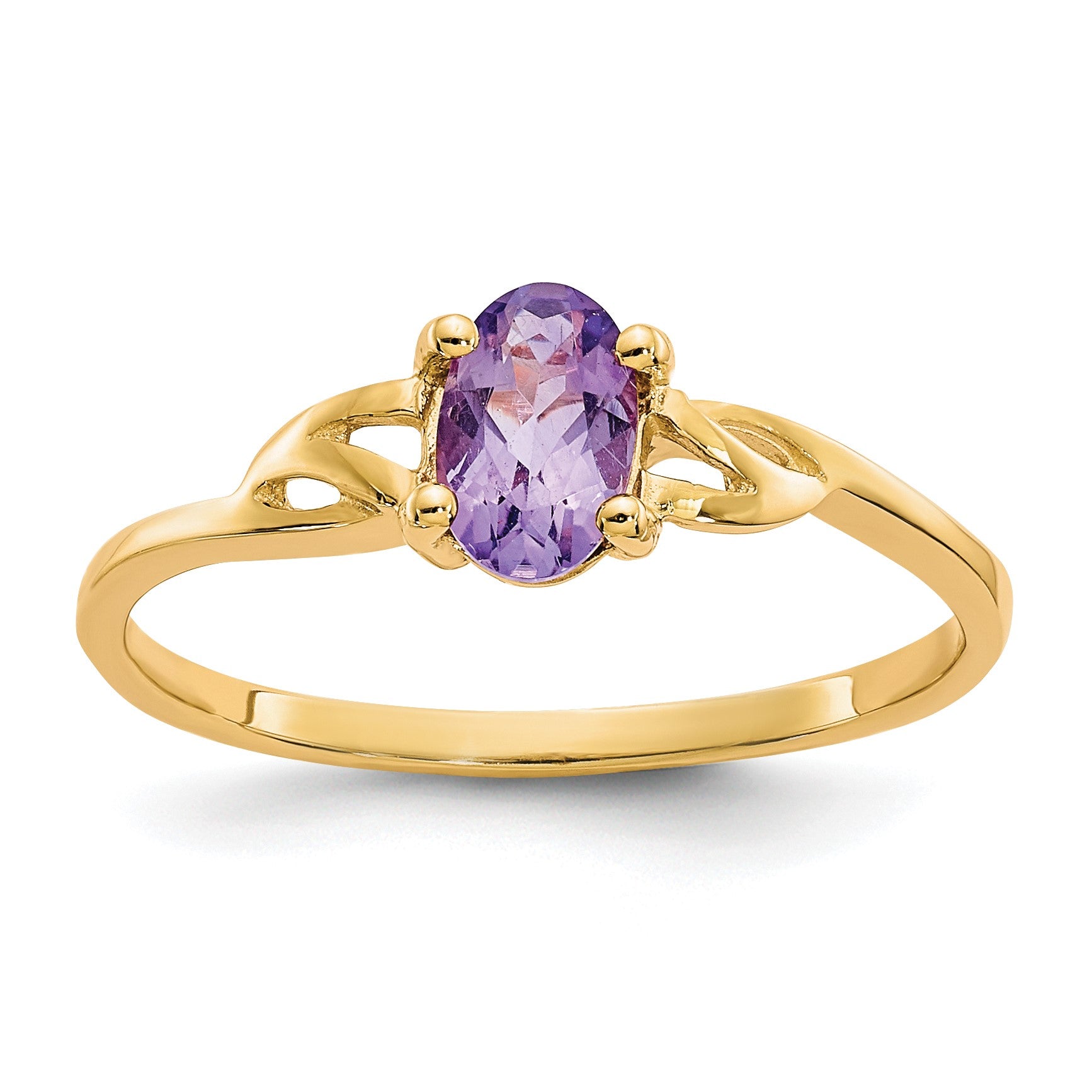 14k 6x4 Oval Amethyst Birthstone Ring