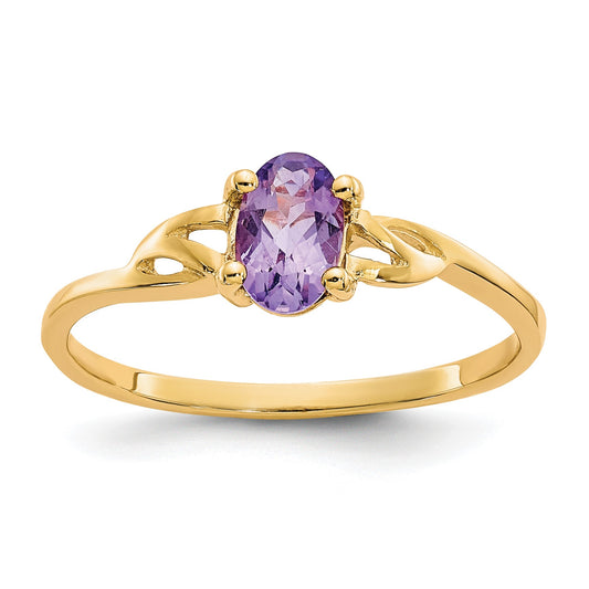 14k 6x4 Oval Amethyst Birthstone Ring