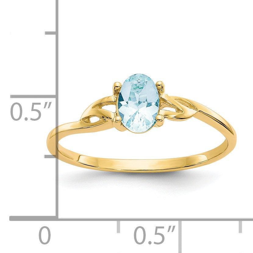 14k 6x4 Oval Aquamarine Birthstone Ring