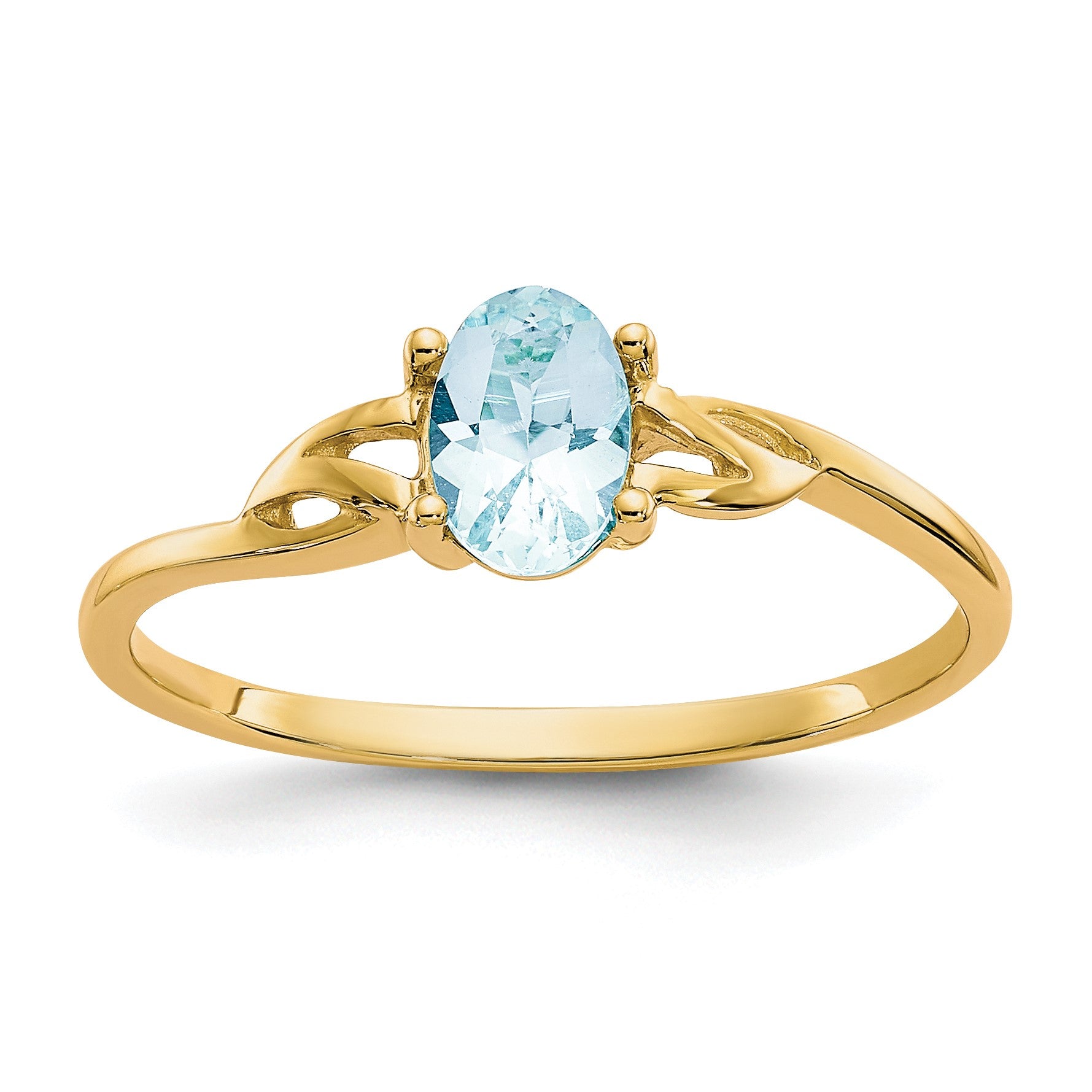 14k 6x4 Oval Aquamarine Birthstone Ring