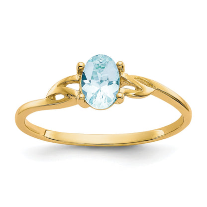 14k 6x4 Oval Aquamarine Birthstone Ring