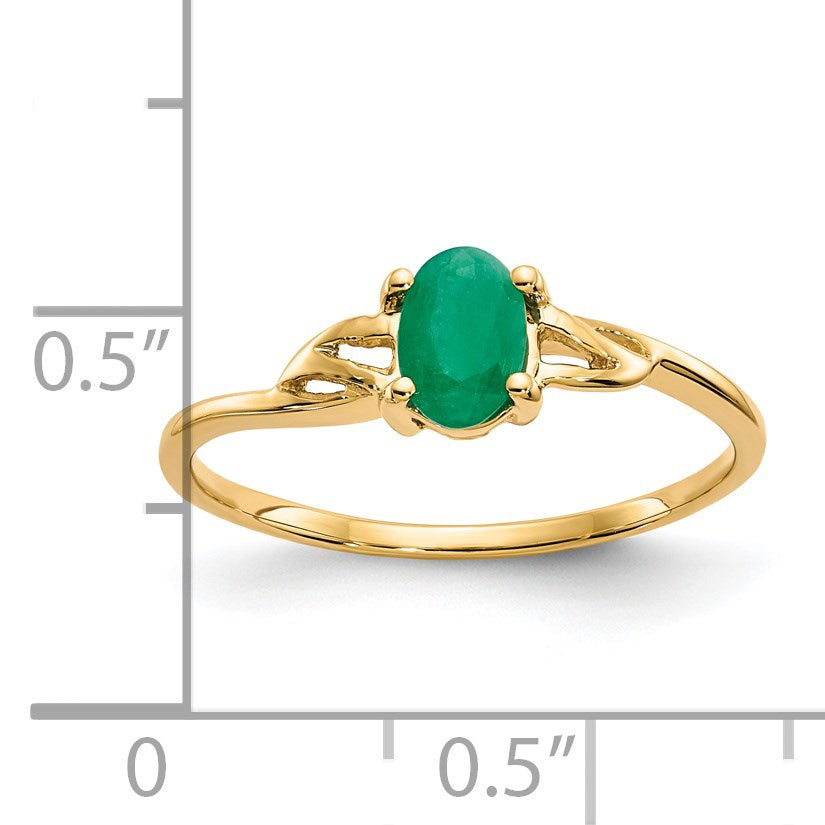 14k 6x4 Oval Emerald Birthstone Ring