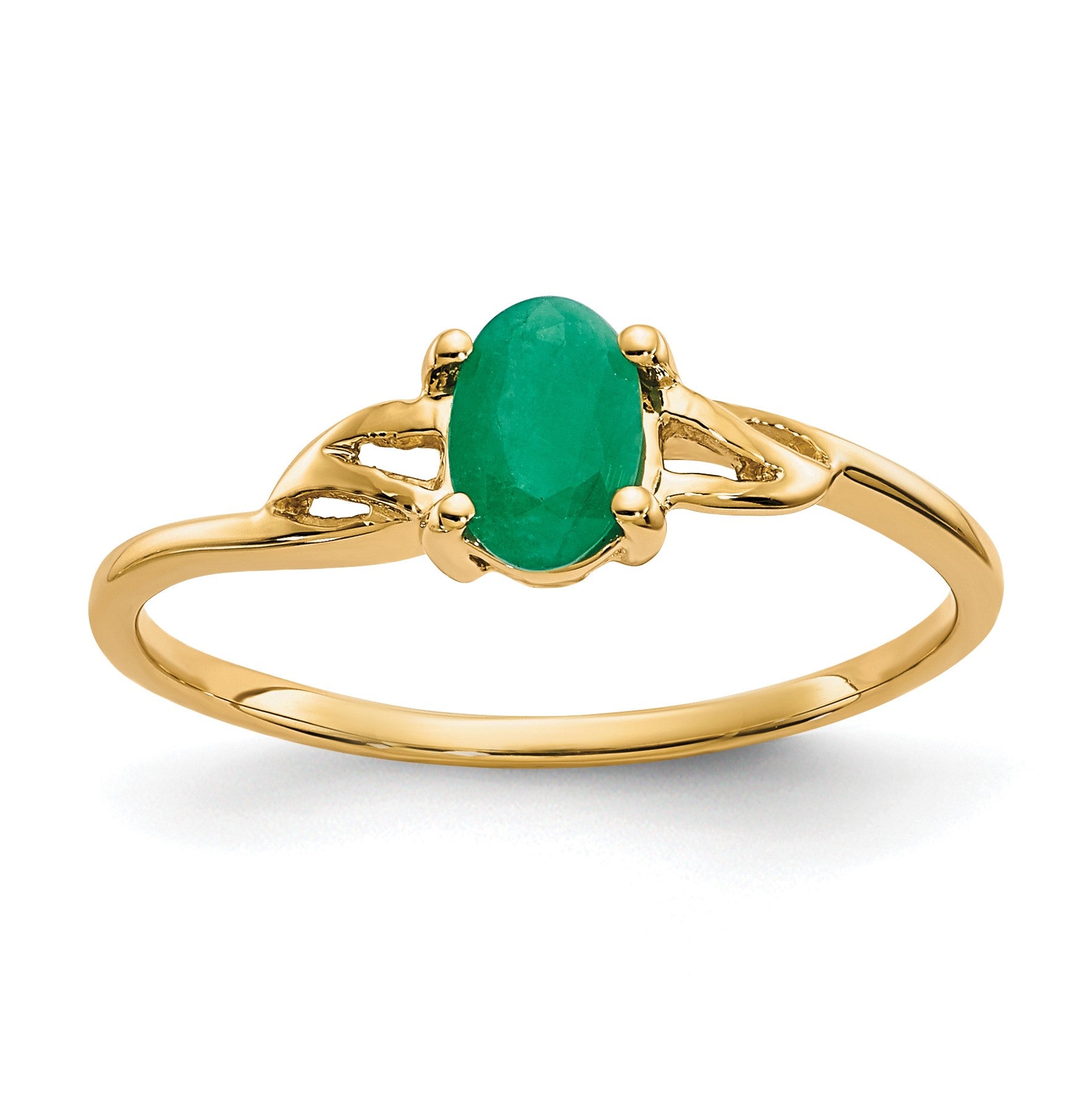 14k 6x4 Oval Emerald Birthstone Ring