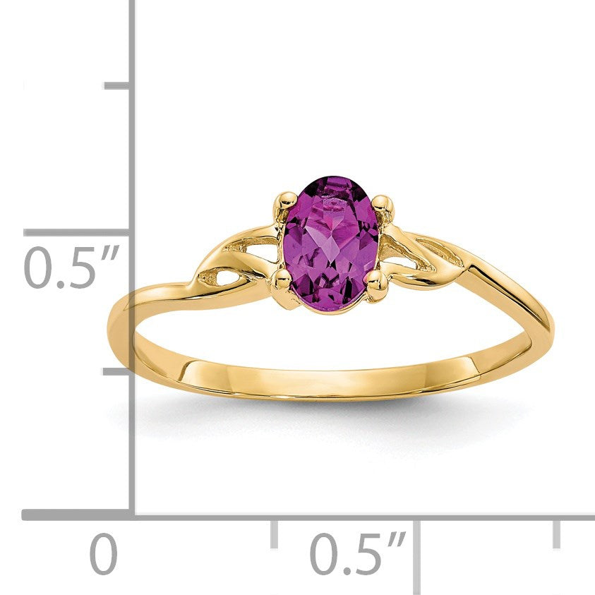 14k 6x4 Oval Rhodolite Garnet Birthstone Ring