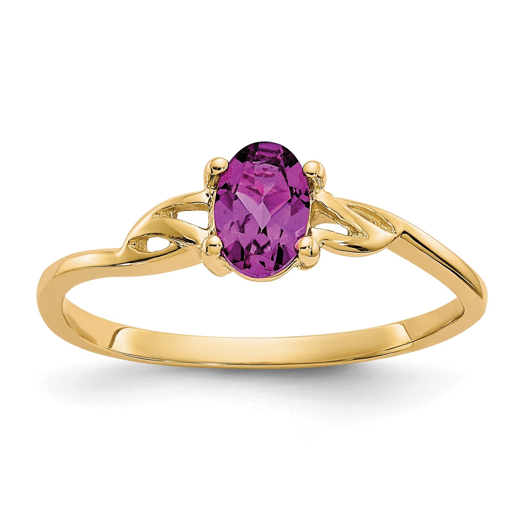 14k 6x4 Oval Rhodolite Garnet Birthstone Ring
