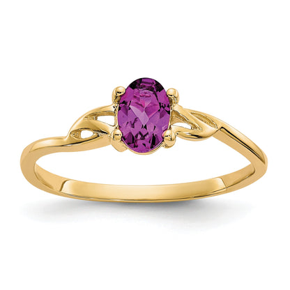 14k 6x4 Oval Rhodolite Garnet Birthstone Ring