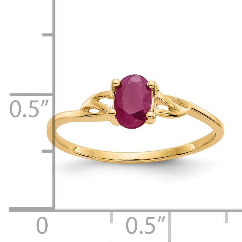 14k 6x4 Oval Ruby Birthstone Ring