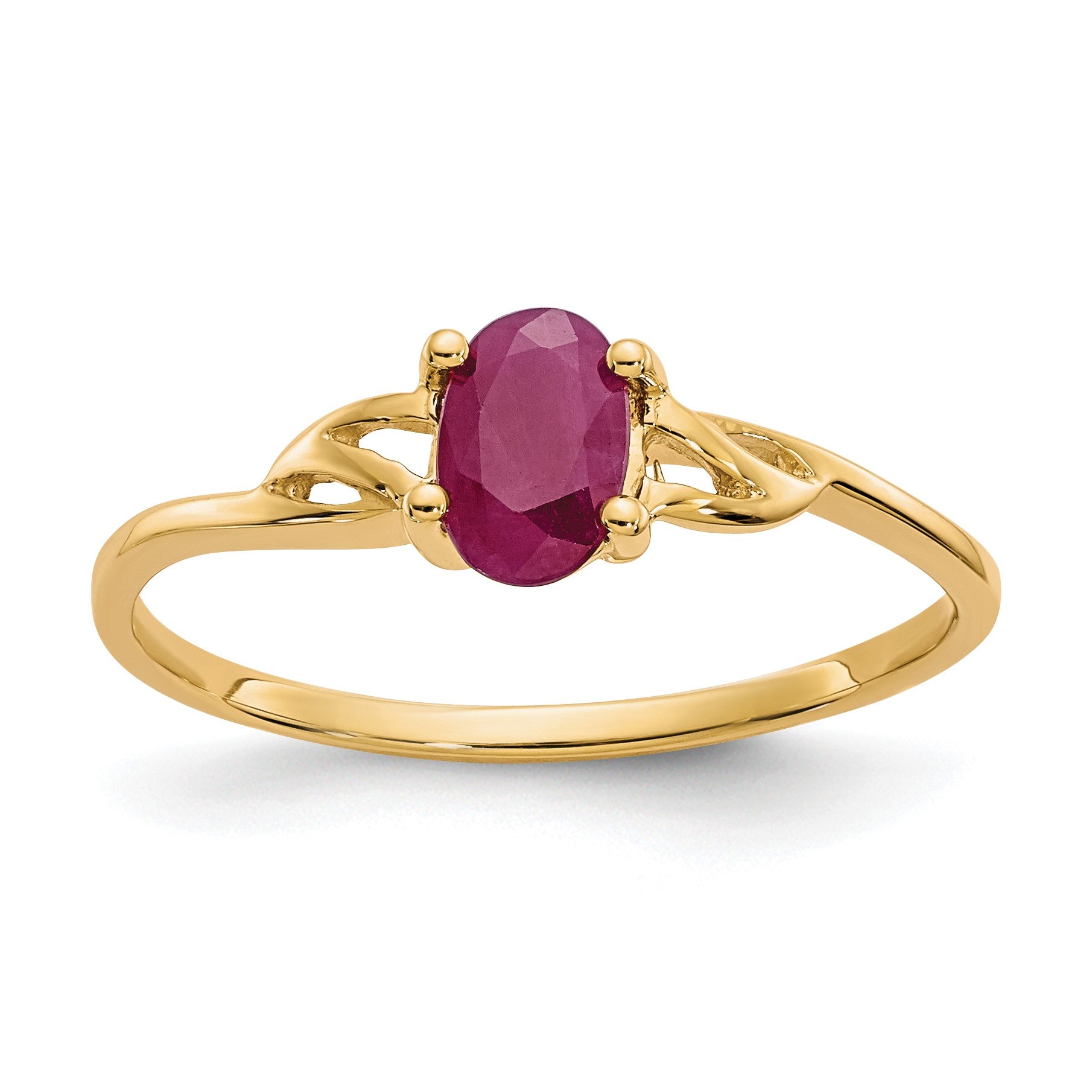 14k 6x4 Oval Ruby Birthstone Ring