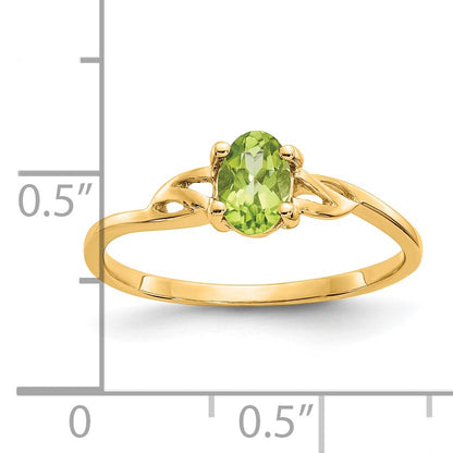 14k 6x4 Oval Peridot Birthstone Ring