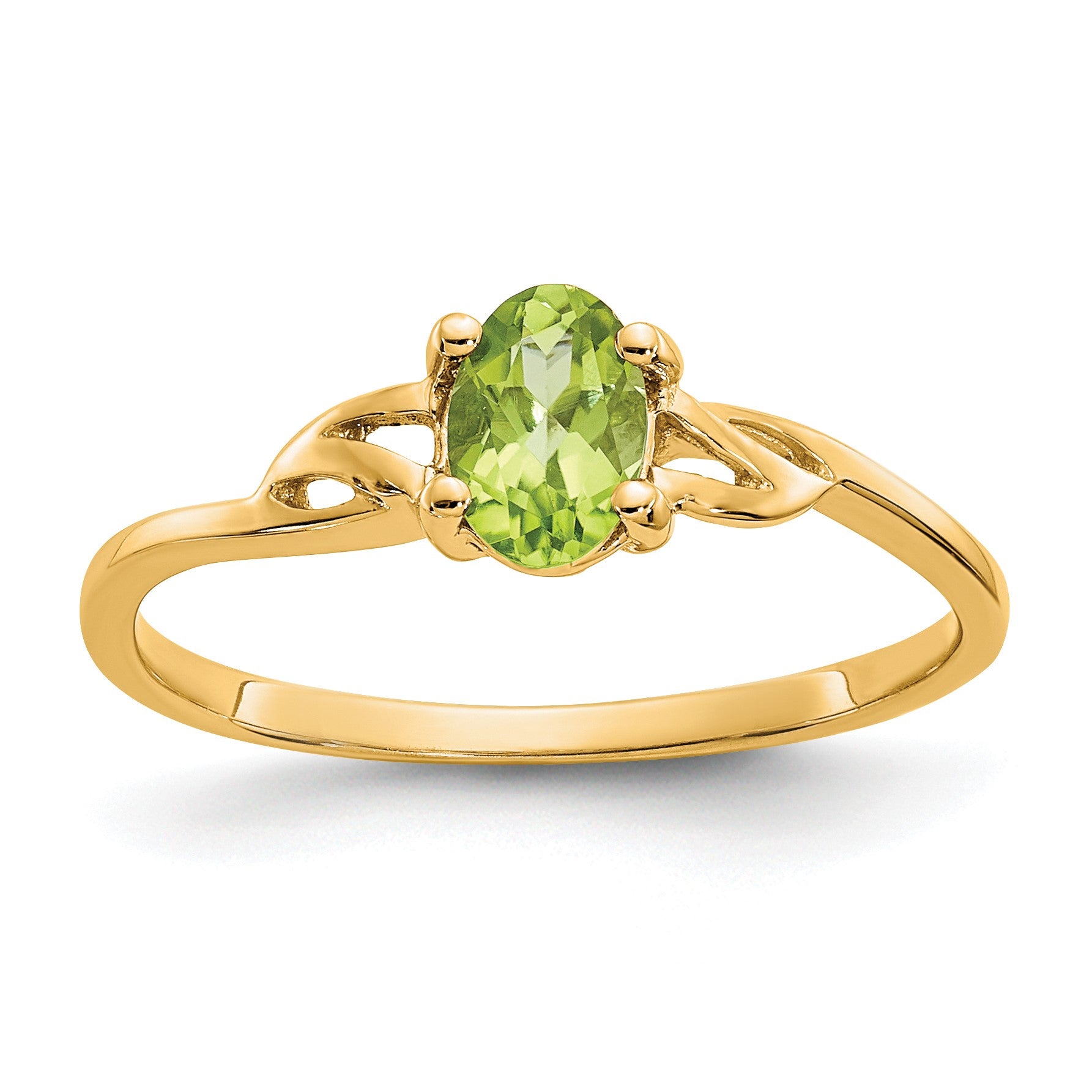 14k 6x4 Oval Peridot Birthstone Ring