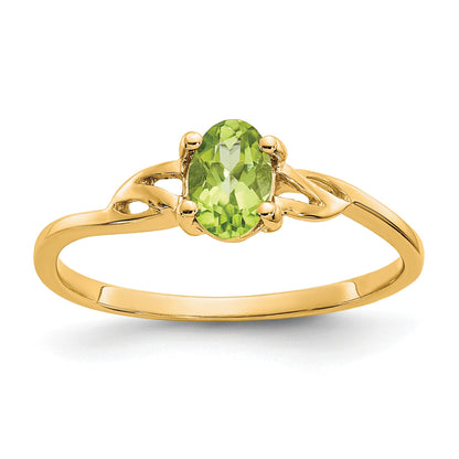 14k 6x4 Oval Peridot Birthstone Ring