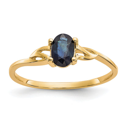 14k 6x4 Oval Sapphire Birthstone Ring