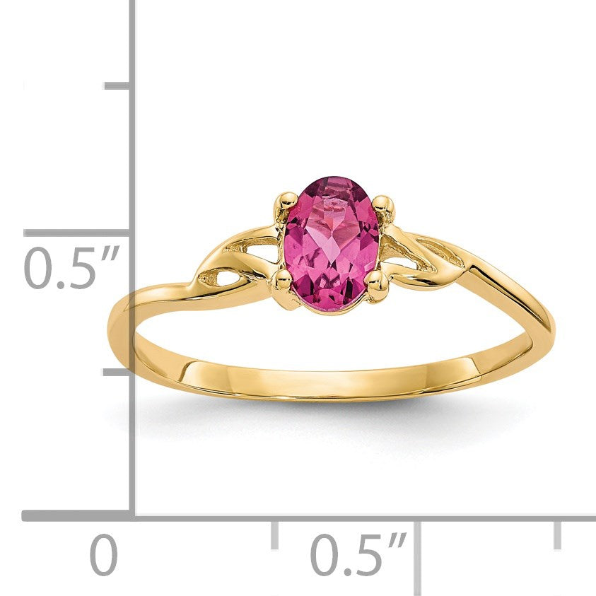 14k 6x4 Oval Pink Tourmaline Birthstone Ring