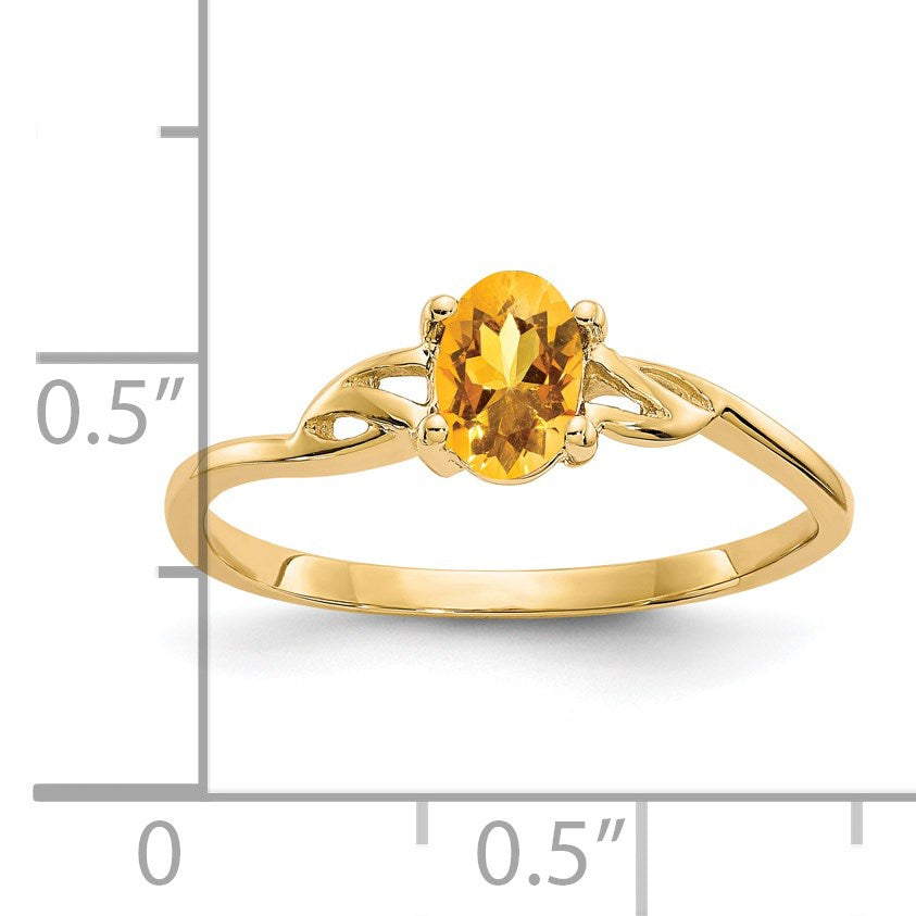 14k 6x4 Oval Citrine Birthstone Ring