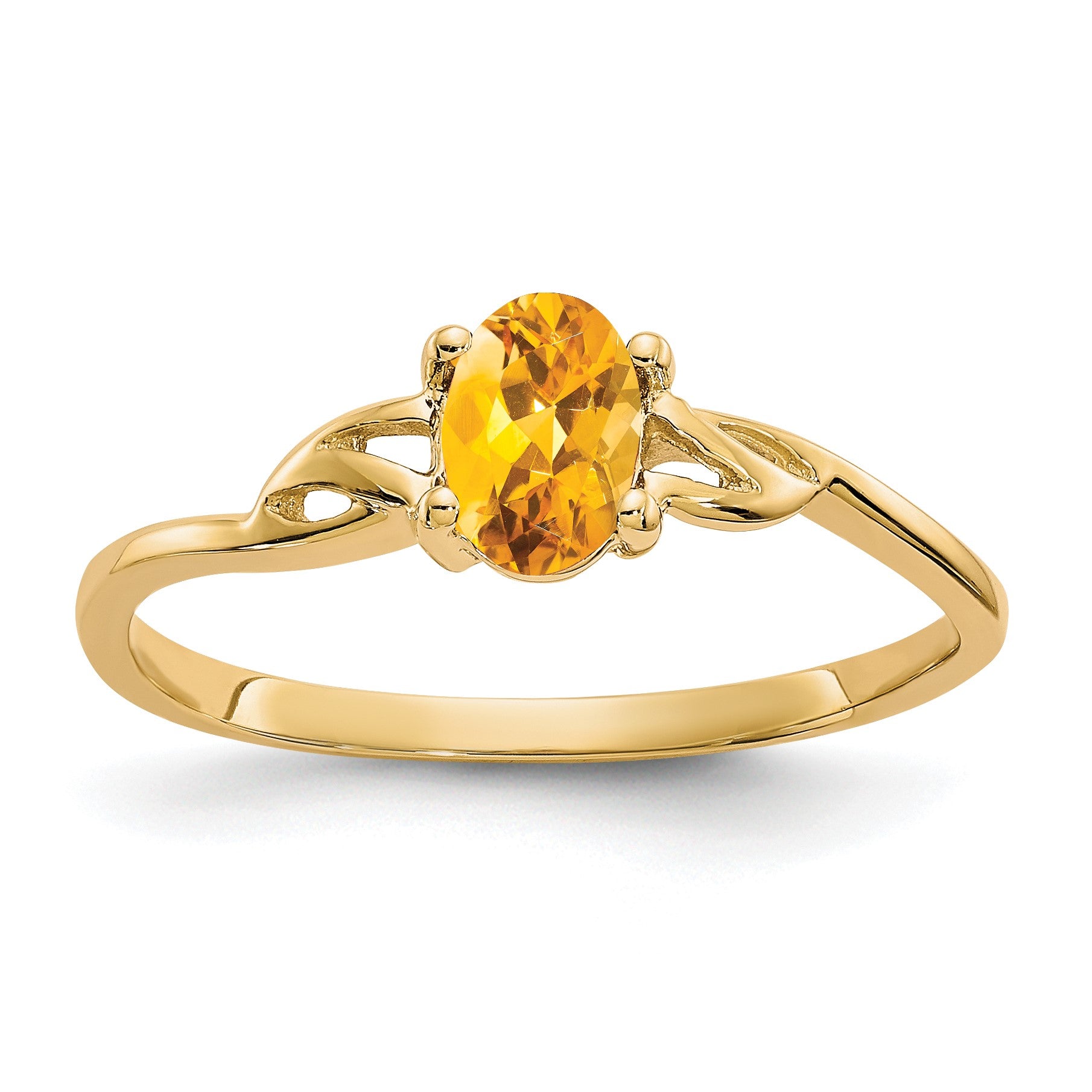 14k 6x4 Oval Citrine Birthstone Ring
