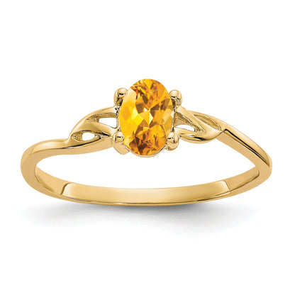 14k 6x4 Oval Citrine Birthstone Ring