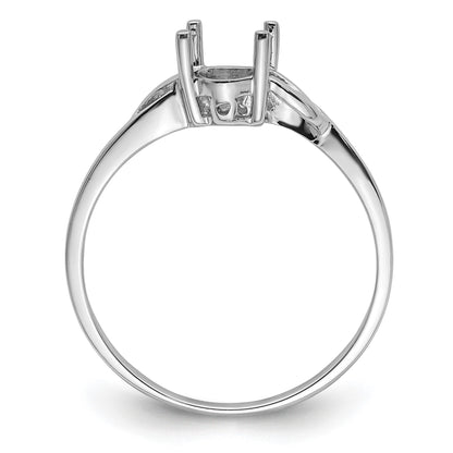 14k White Gold 6x4 Oval Birthstone Ring Mounting