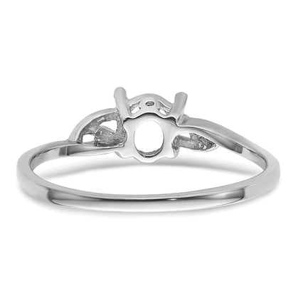 14k White Gold 6x4 Oval Birthstone Ring Mounting