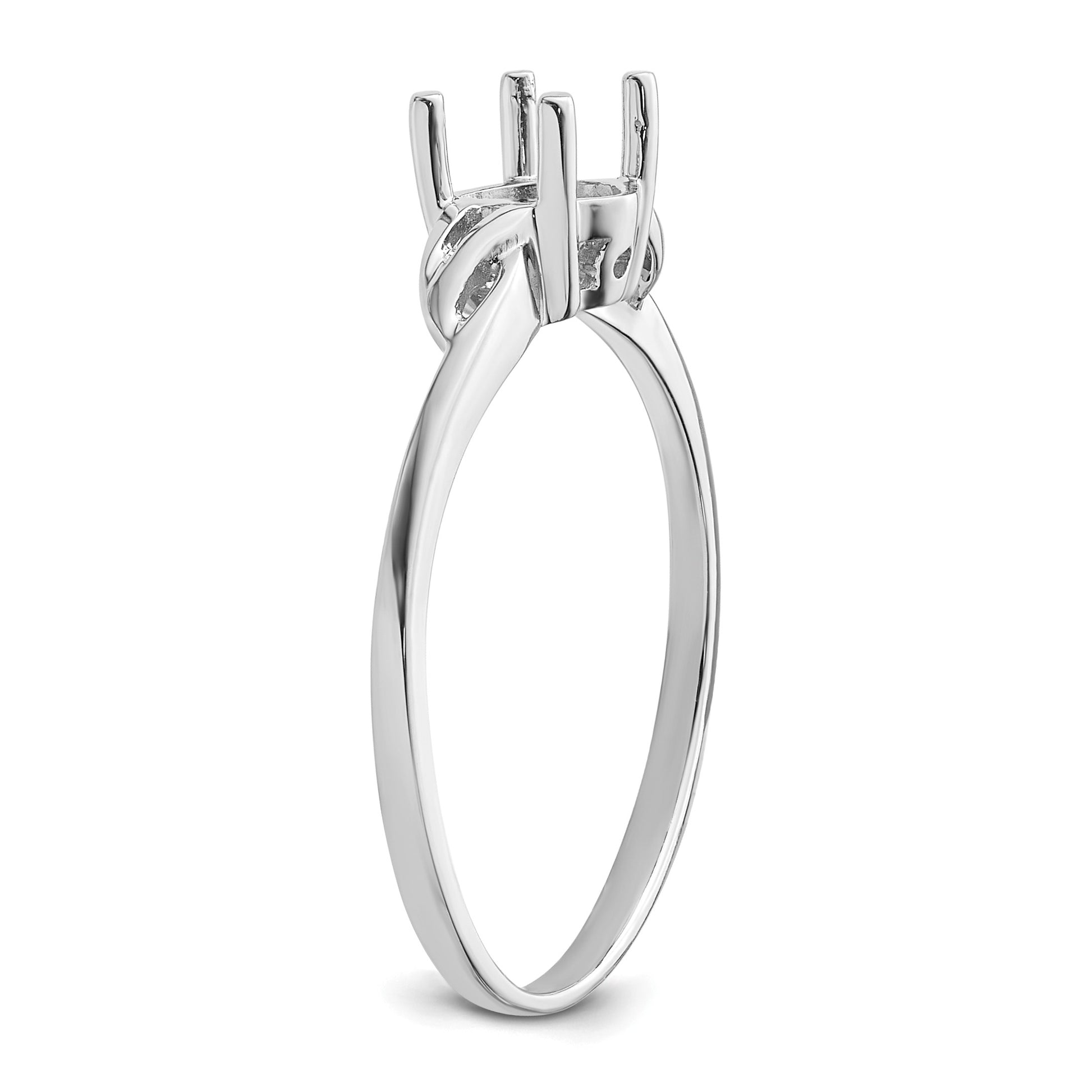 14k White Gold 6x4 Oval Birthstone Ring Mounting
