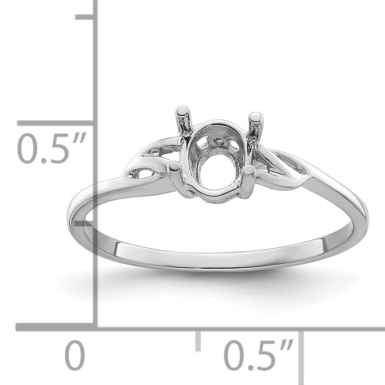 14k White Gold 6x4 Oval Birthstone Ring Mounting