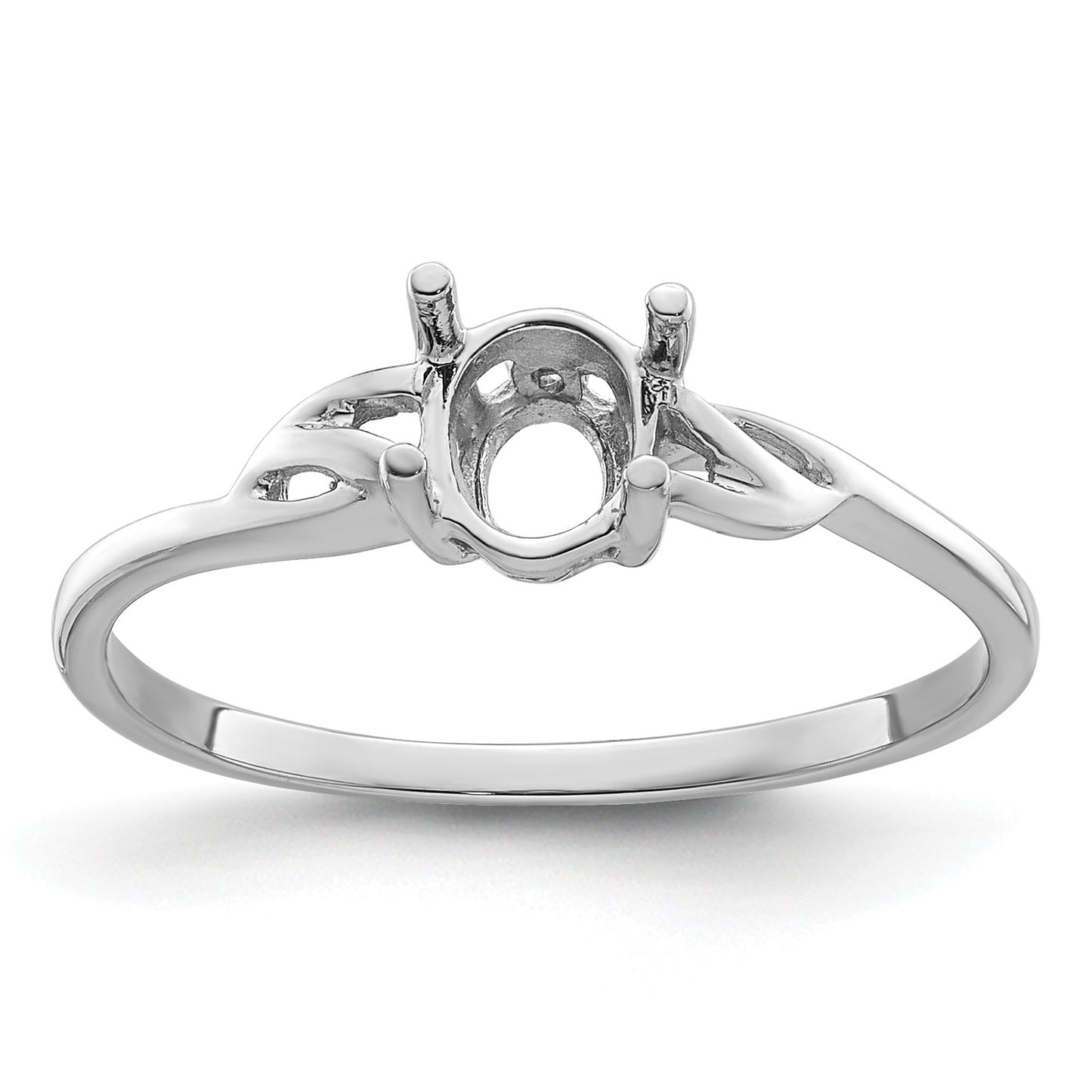 14k White Gold 6x4 Oval Birthstone Ring Mounting