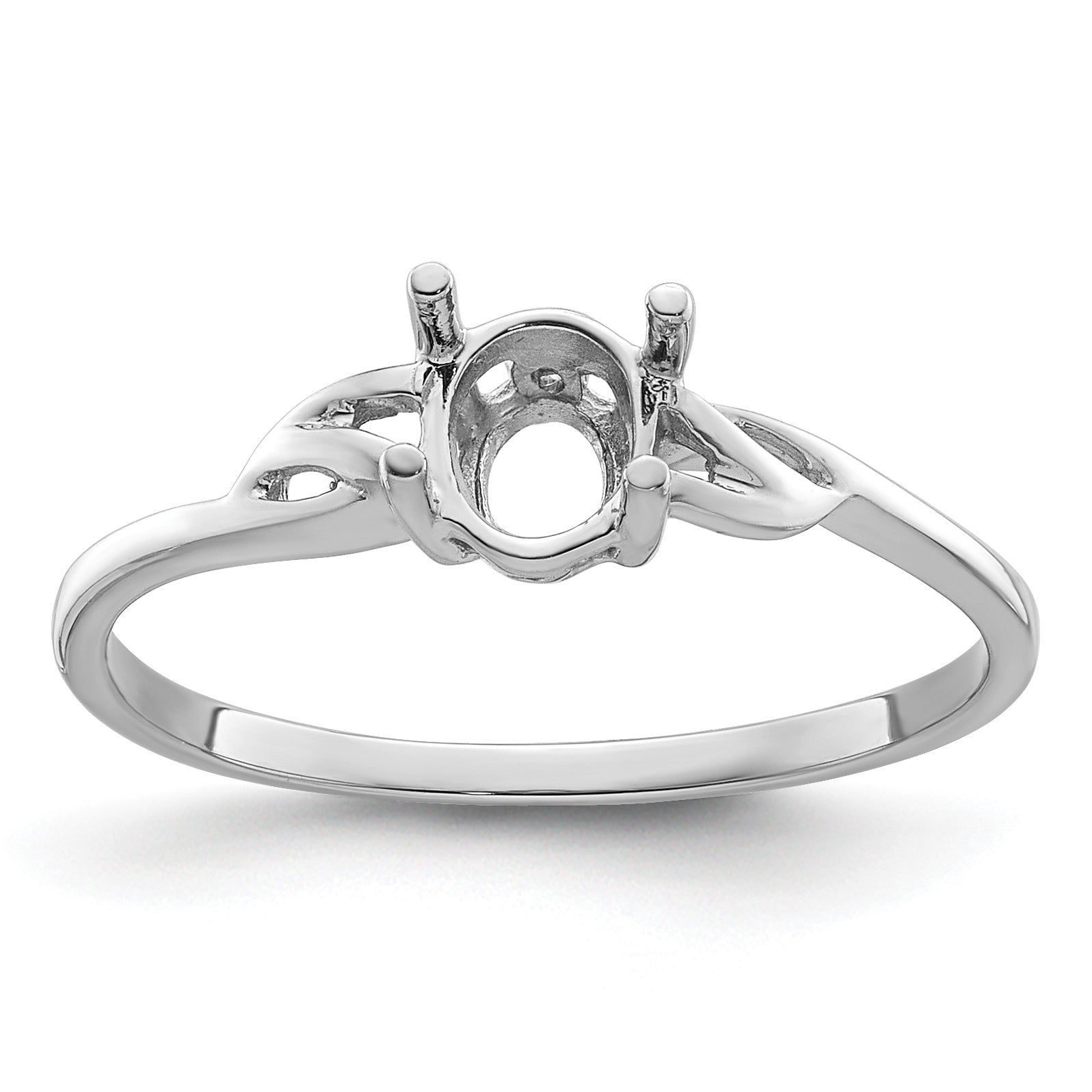 14k White Gold 6x4 Oval Birthstone Ring Mounting