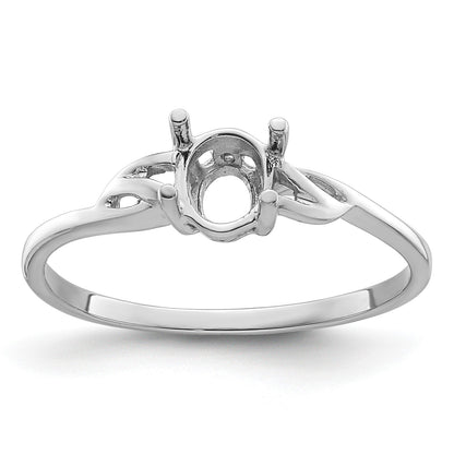 14k White Gold 6x4 Oval Birthstone Ring Mounting