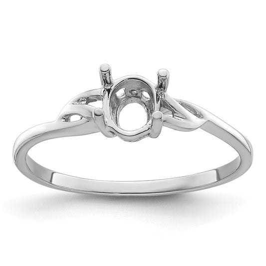 14k White Gold 6x4 Oval Birthstone Ring Mounting