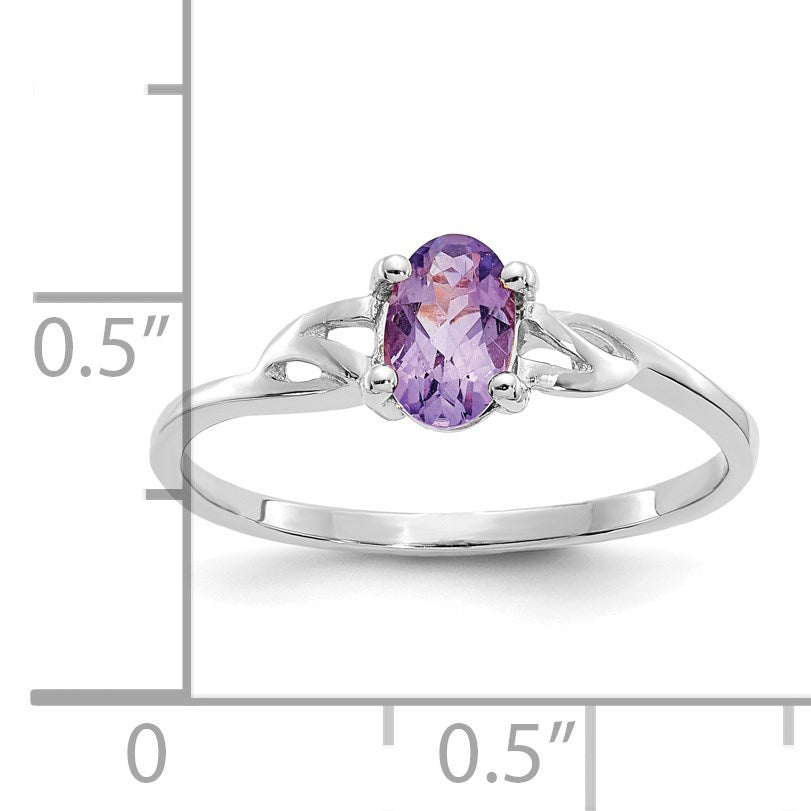 14k White Gold 6x4 Oval Amethyst Birthstone Ring