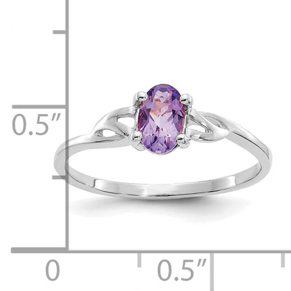 14k White Gold 6x4 Oval Amethyst Birthstone Ring