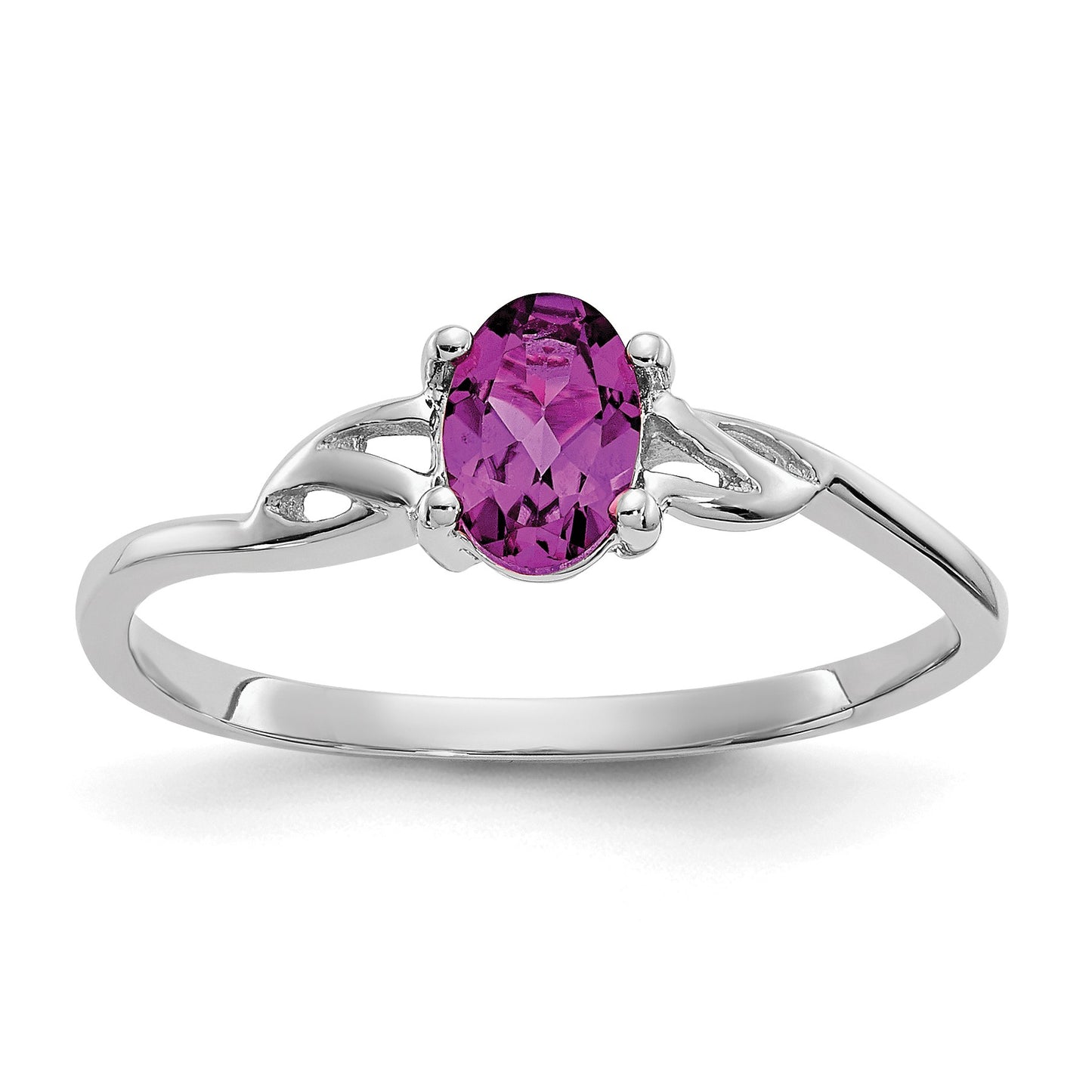 14k White Gold 6x4 Oval Rhodolite Garnet Birthstone Ring