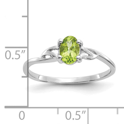 14k White Gold 6x4 Oval Peridot Birthstone Ring