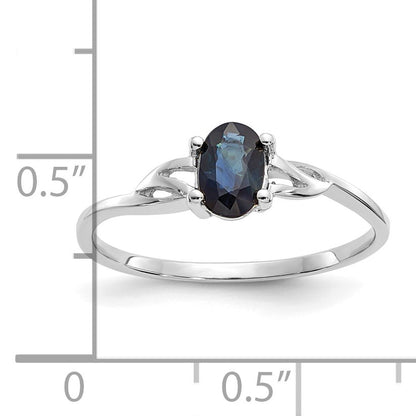 14k White Gold 6x4 Oval Sapphire Birthstone Ring