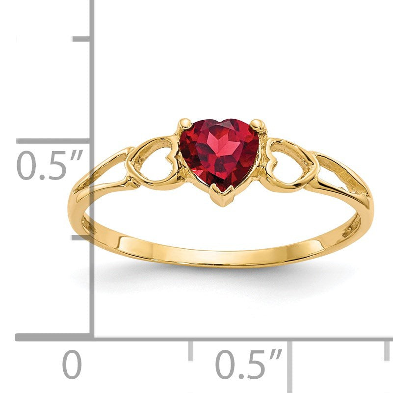 14k 5mm Heart Garnet Birthstone Ring