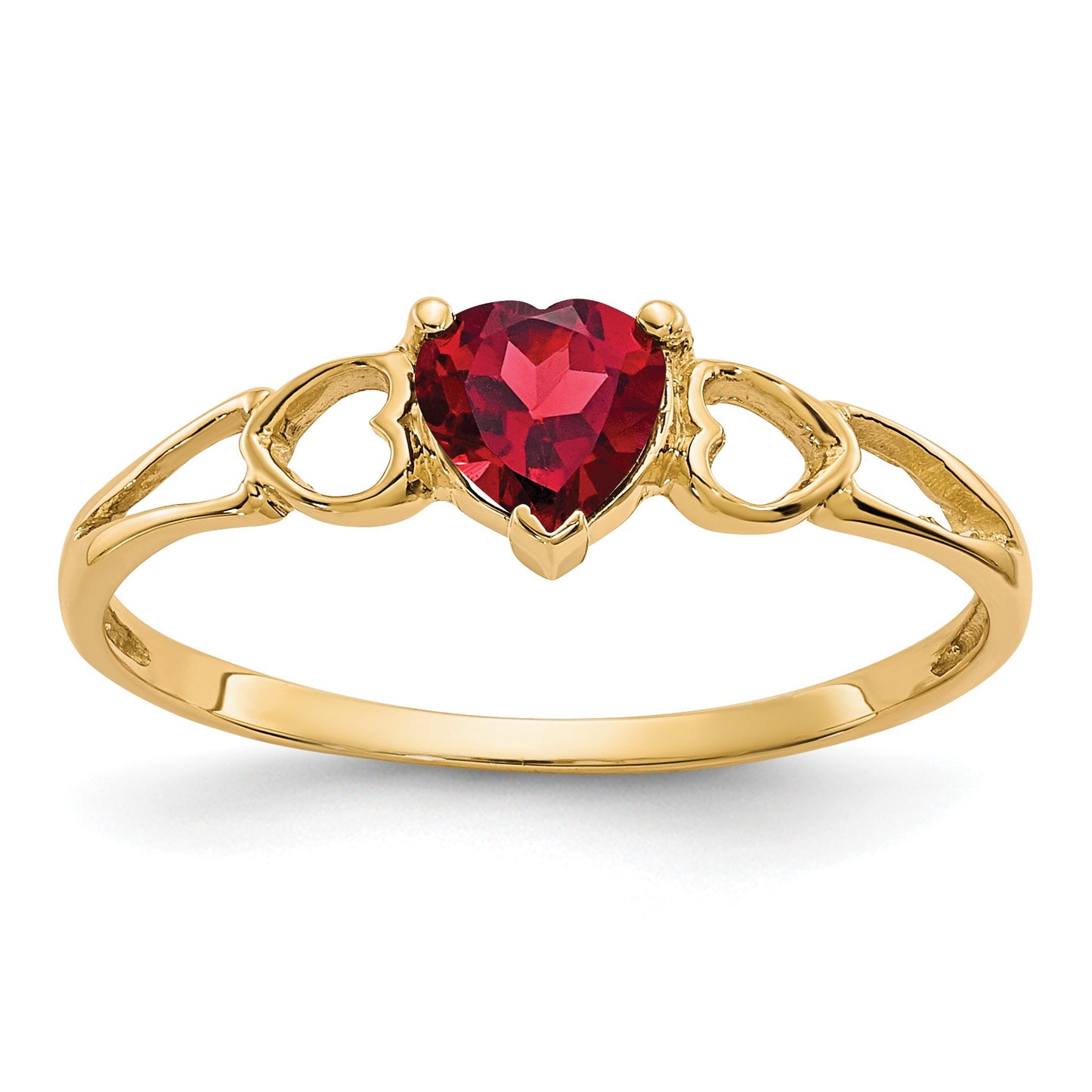 14k 5mm Heart Garnet Birthstone Ring