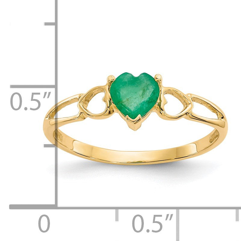 14k 5mm Heart Emerald Birthstone Ring