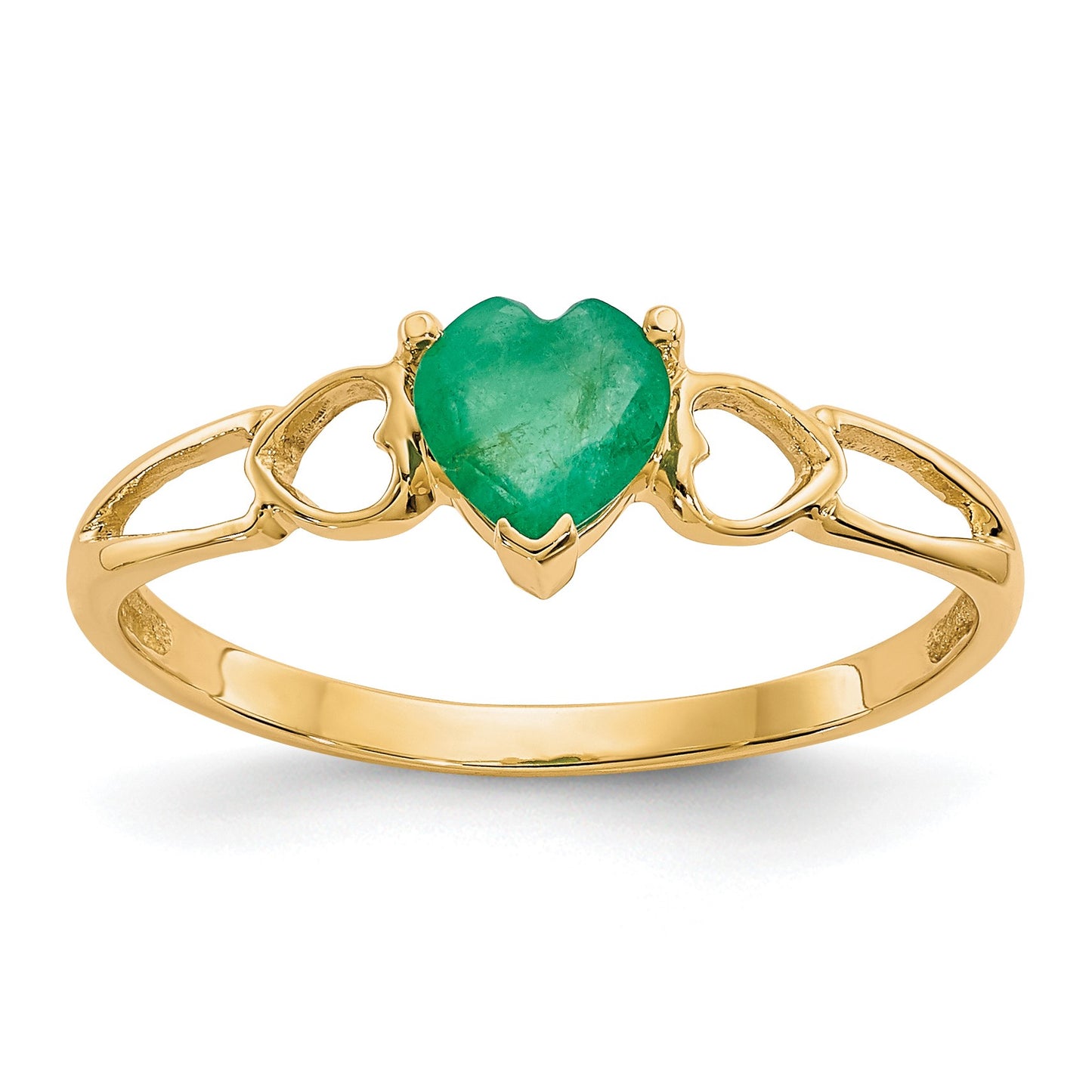 14k 5mm Heart Emerald Birthstone Ring