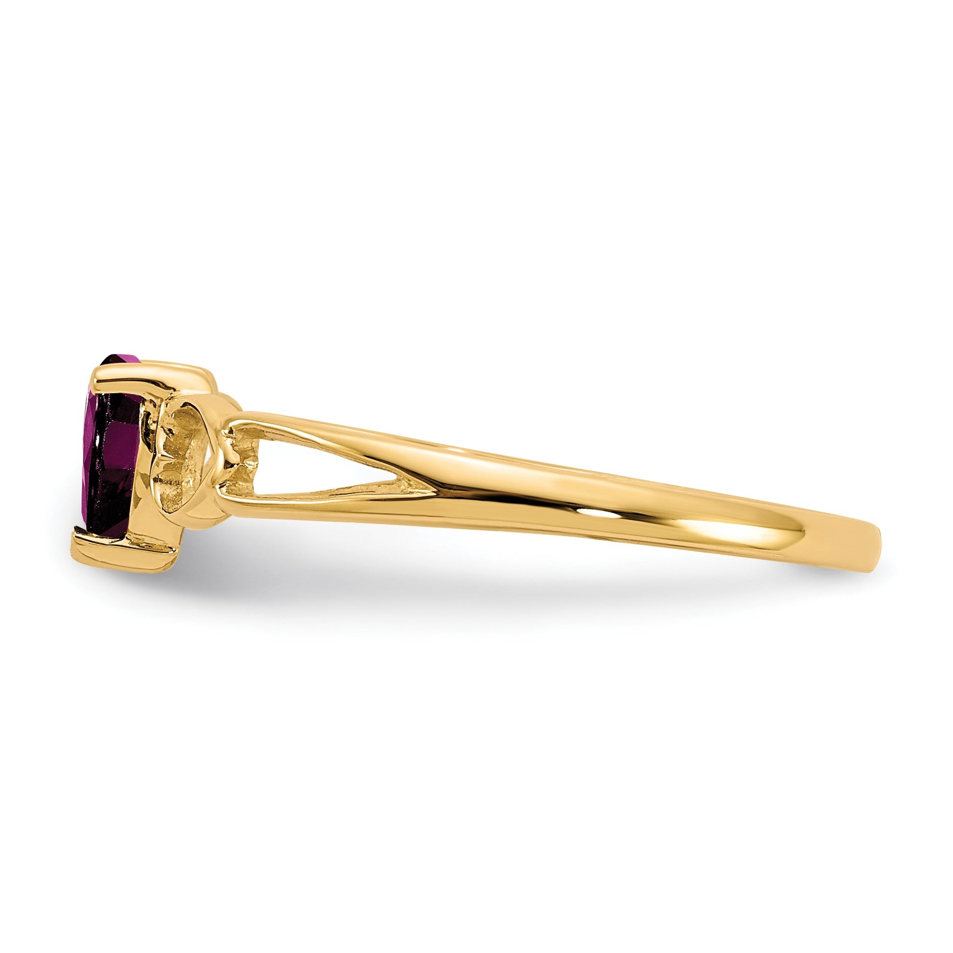 14k 5mm Heart Rhodolite Garnet Birthstone Ring