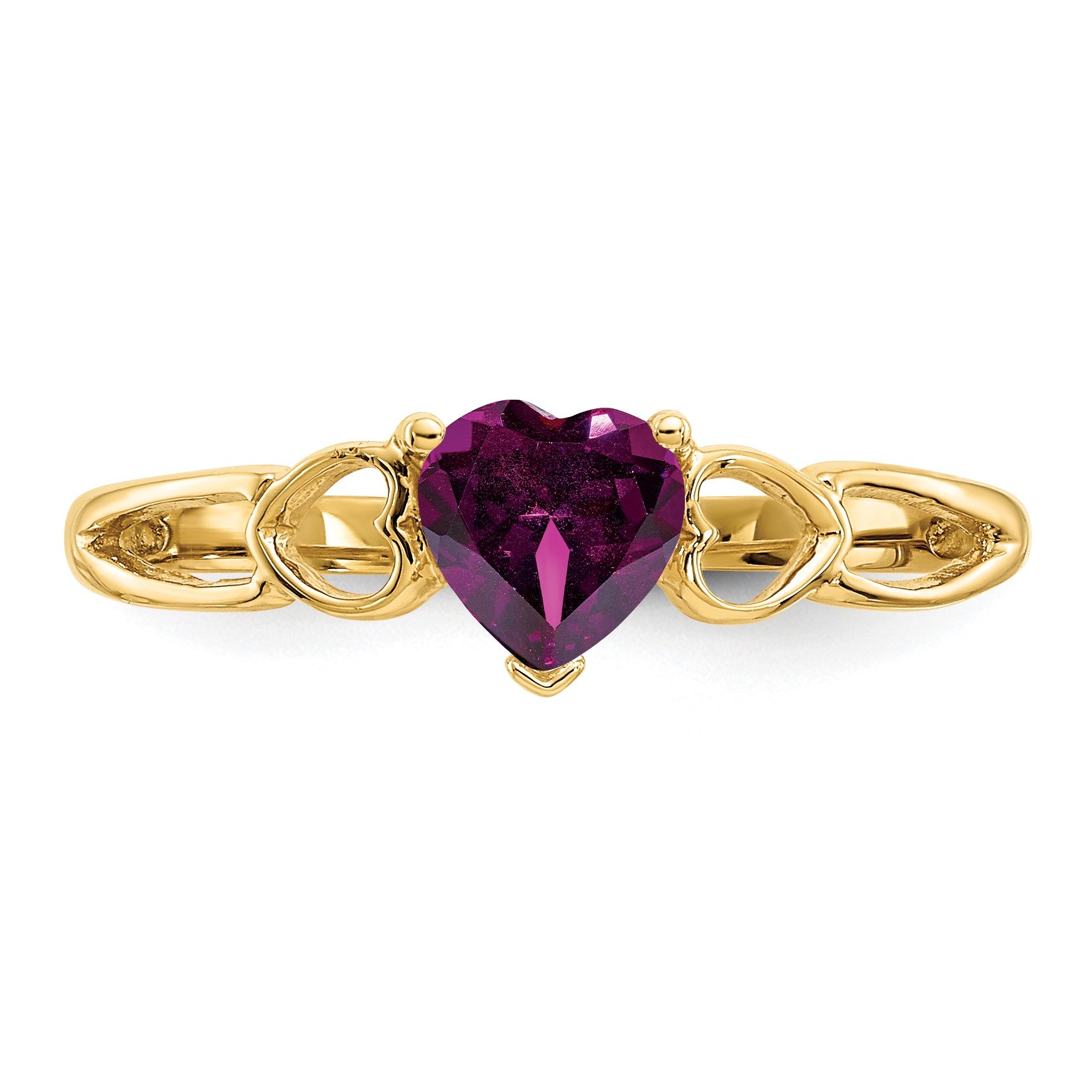 14k 5mm Heart Rhodolite Garnet Birthstone Ring