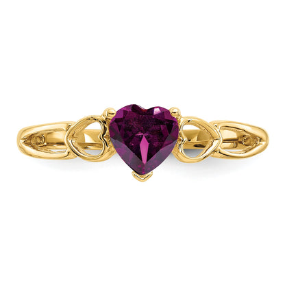14k 5mm Heart Rhodolite Garnet Birthstone Ring