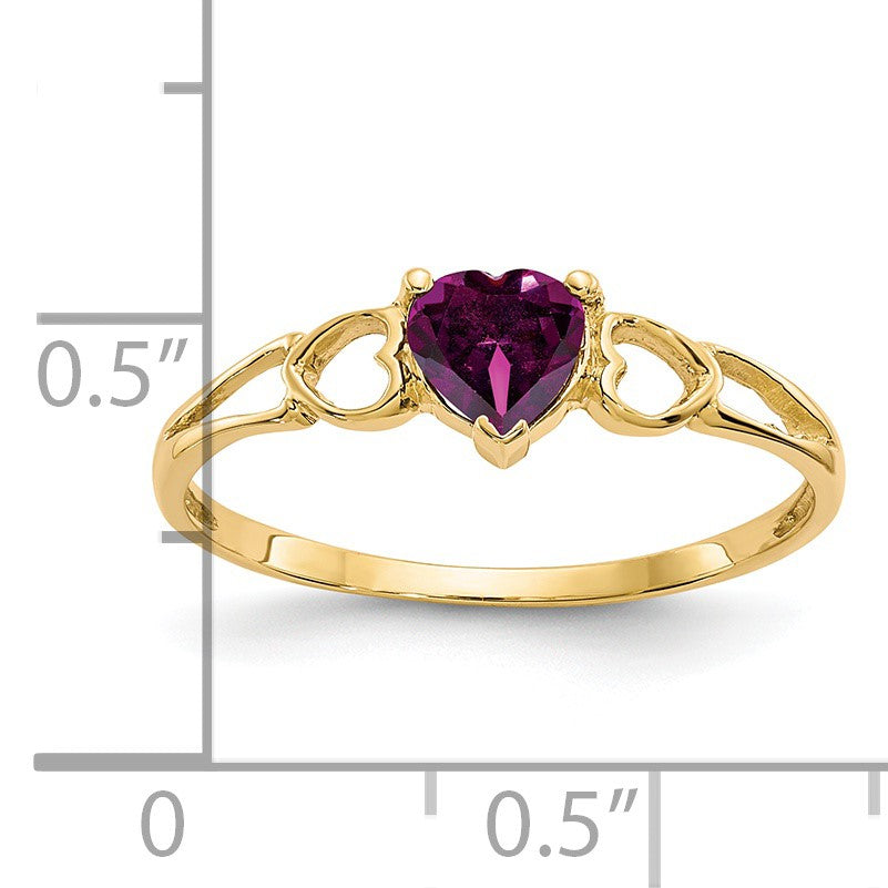 14k 5mm Heart Rhodolite Garnet Birthstone Ring