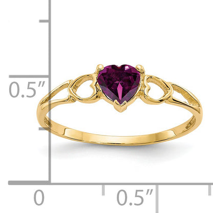 14k 5mm Heart Rhodolite Garnet Birthstone Ring