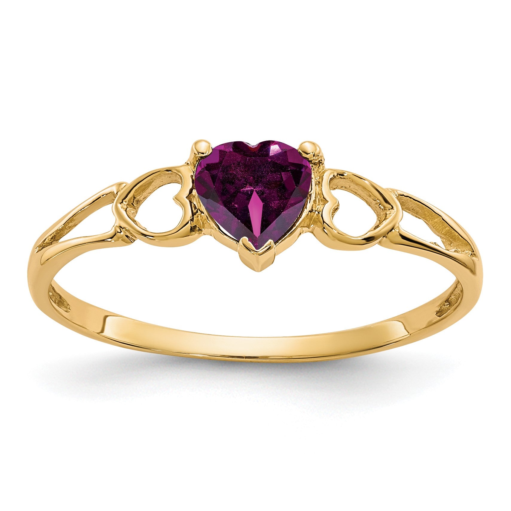 14k 5mm Heart Rhodolite Garnet Birthstone Ring