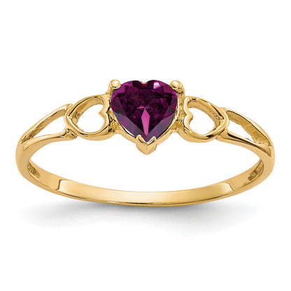 14k 5mm Heart Rhodolite Garnet Birthstone Ring