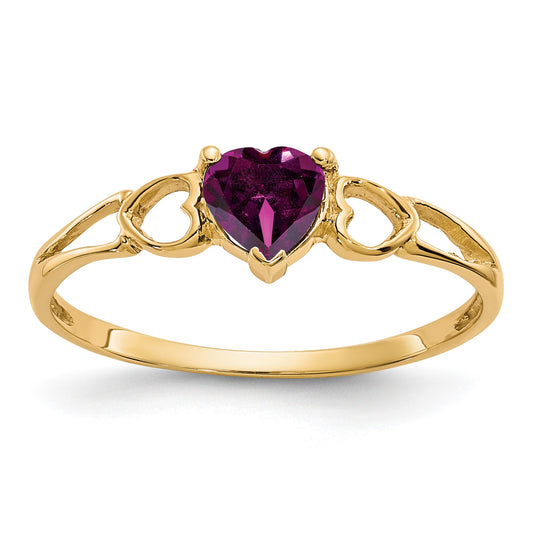 14k 5mm Heart Rhodolite Garnet Birthstone Ring