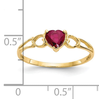 14k 5mm Heart Ruby Birthstone Ring