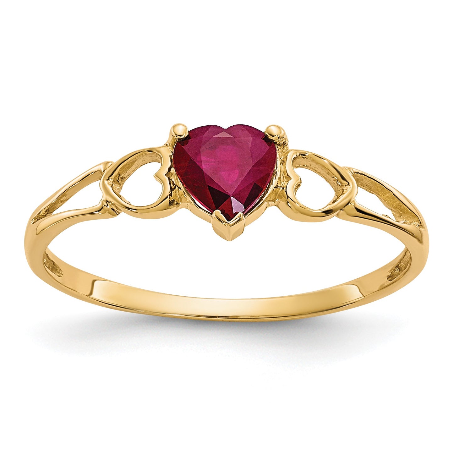 14k 5mm Heart Ruby Birthstone Ring