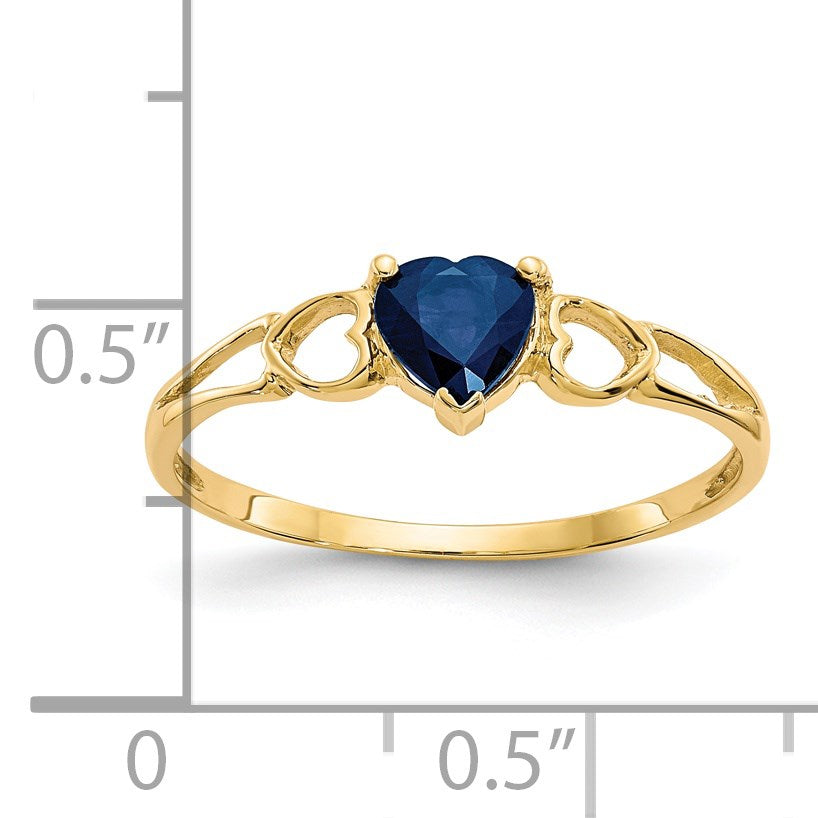 14k 5mm Heart Sapphire Birthstone Ring